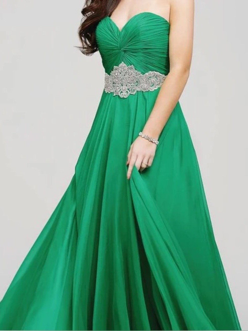 Jovani Chiffon Emerald Green Evening Dress